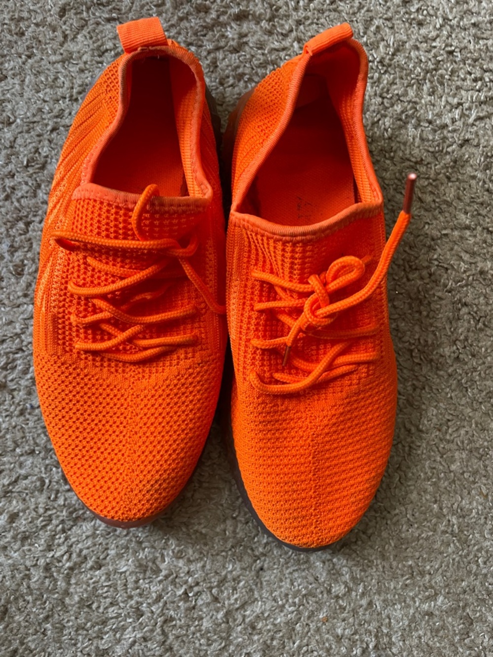 Men's Knit Lace-Up Sneakers - Bright Orange